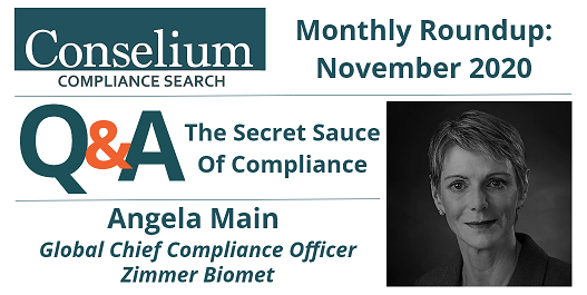 Monthly Roundup – November 2020 – Q&A with Angela Main – The Secret Sauce Of Compliance