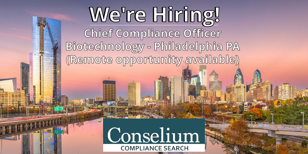 Chief Compliance Officer, Biotechnology, Greater Philadelphia, PA (Remote opportunity available)