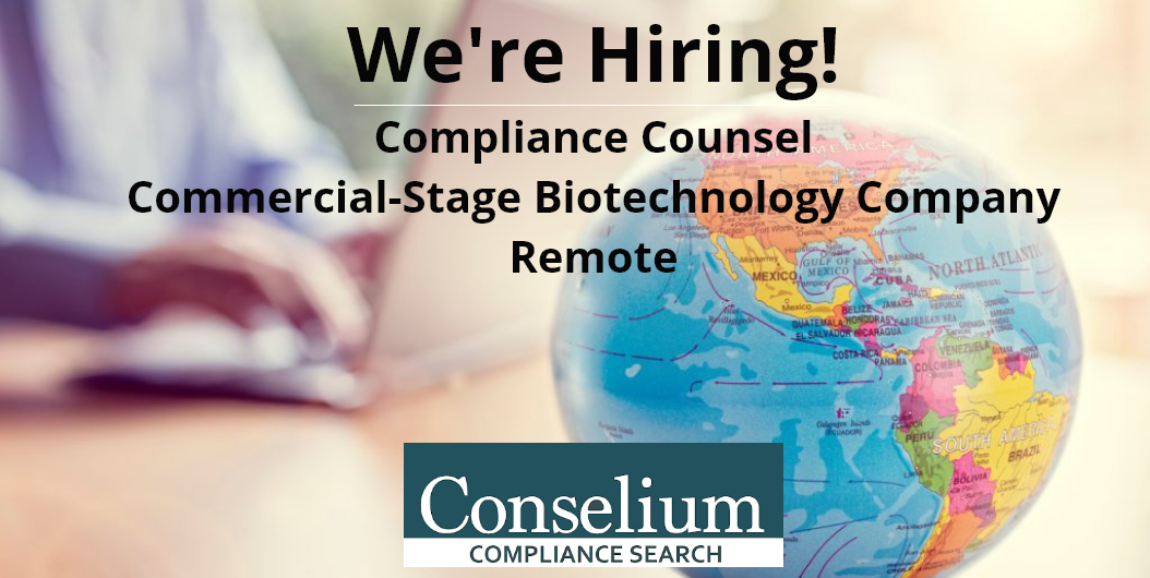 Compliance Counsel,  Commercial-Stage Biotechnology Company, Remote