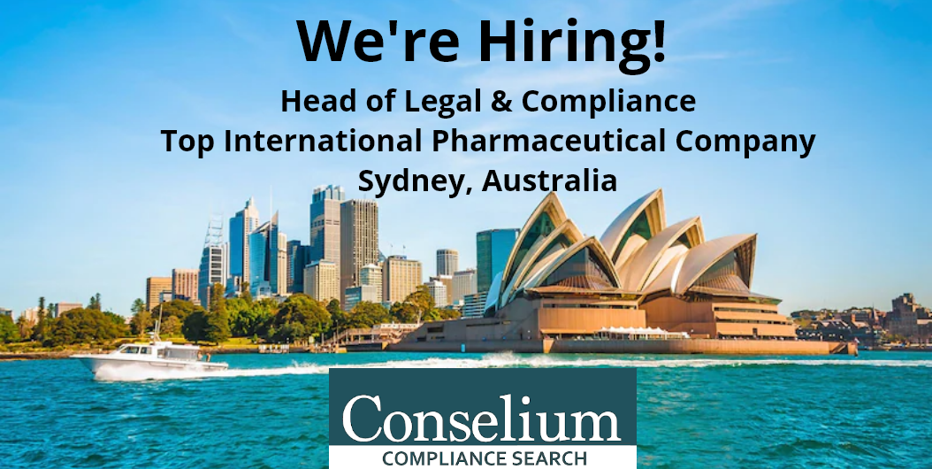 Head of Legal & Compliance, Top International Pharmaceutical Company, Sydney, Australia