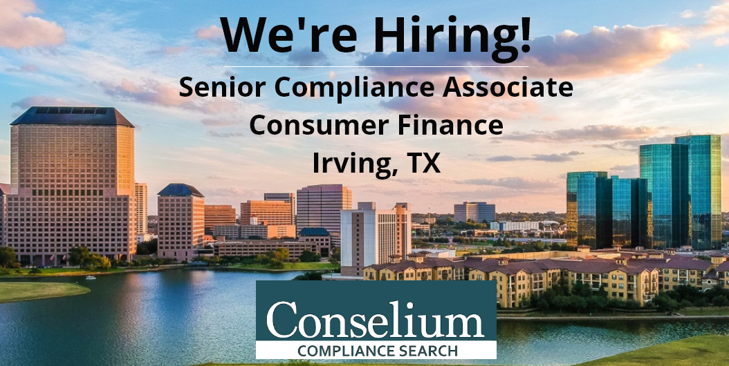 Senior Compliance Associate, Consumer Finance, Irving, TX