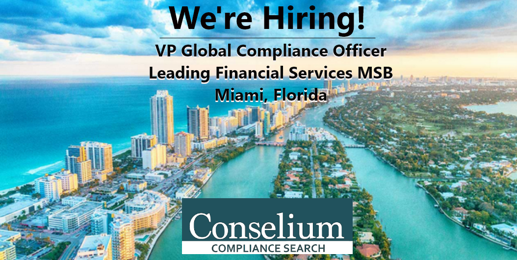 VP Global Compliance Officer, Leading Financial Services MSB, Miami, Florida