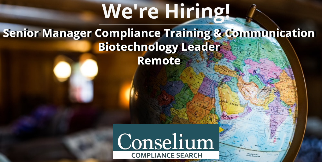 Senior Manager Compliance Training & Communication, Biotechnology Leader, Remote