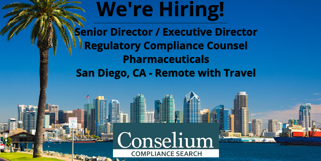 Senior Director/Executive Director Regulatory Compliance Counsel, Pharmaceuticals, San Diego, CA – Remote with Travel