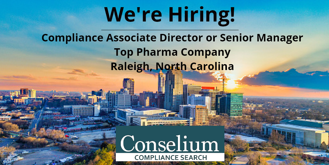 Compliance Associate Director or Senior Manager, Top Pharma Company, Raleigh, North Carolina