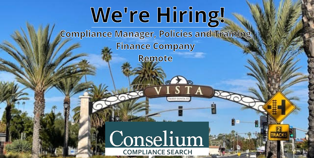 Compliance Manager, Policies & Training, Finance Company, Remote