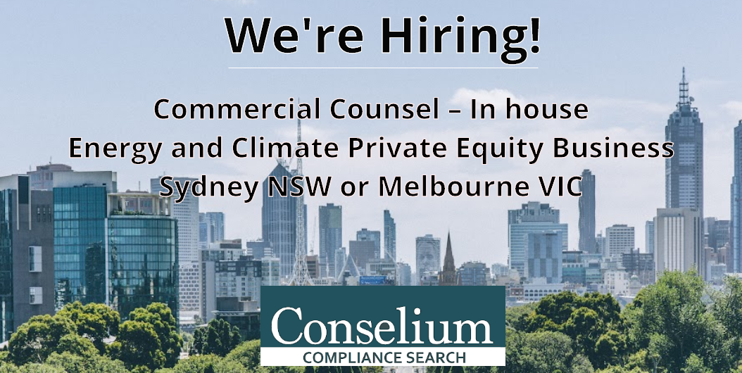 Commercial Counsel – In house, Energy and Climate Private Equity Business, Sydney NSW or Melbourne VIC