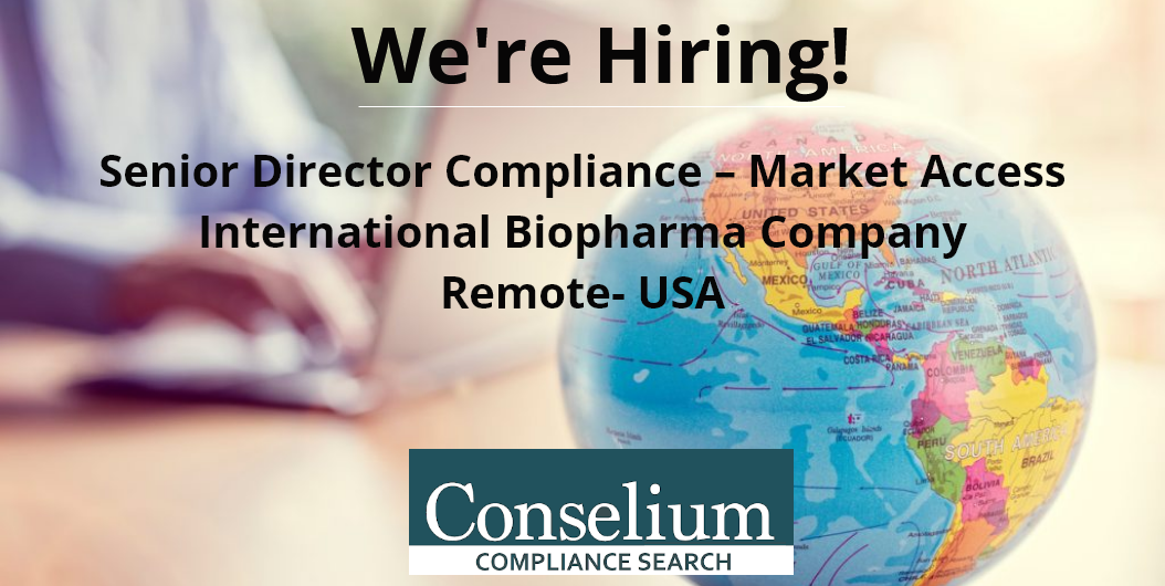 Senior Director Compliance – Market Access, Progressive International Biopharma Company, Remote – USA